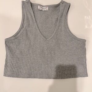 Gray v-neck tank top